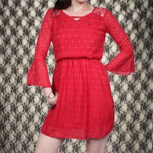 red lace mini dress with three quarter bell sleeves speechless girls 14